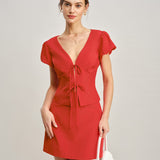 Red Pockets A-Line Mini Skirt