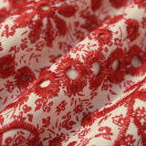 Red Floral Ruched Midi Skirt