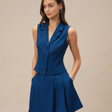 Blue Pockets A-Line Mini Skirt