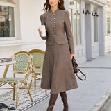 Brown Natural Waisted A-Line Midi Skirt
