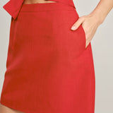 Red Pockets A-Line Mini Skirt