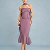 Purple Floral Mermaid Midi Skirt