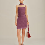 Purple Polka Dot Chiffon Mini Skirt