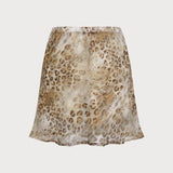 Brown Elastic Waist Mini Skirt