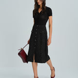 Black Polka Dot Midi Skirt