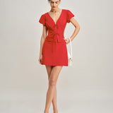 Red Pockets A-Line Mini Skirt