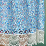 Blue Floral Lace A-Line Skirt