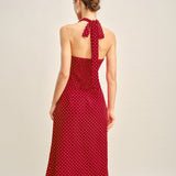 Red Polka Dot Mermaid Midi Skirt
