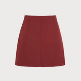 Brick Red Ruched A-Line Mini Skirt