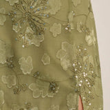 Green Jacquard Sequins Mini Skirt