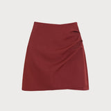 Brick Red Ruched A-Line Mini Skirt