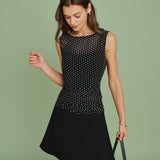 Black Polka Dot Splicing Mini Skirt