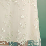 Apricot Floral Embroidery Mesh Midi Skirt