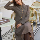 Brown Natural Waisted A-Line Midi Skirt