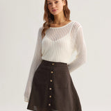 Brown Pocket High Waisted Skirt