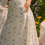 Green Floral Pockets Midi Skirt