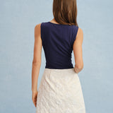 Apricot Jacquard Slit Mini Skirt