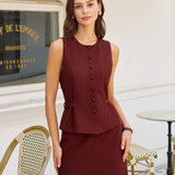Wine Red Natural Waisted A-Line Mini Skirt