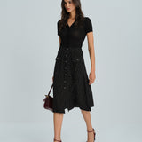 Black Polka Dot Midi Skirt