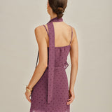 Purple Polka Dot Chiffon Mini Skirt