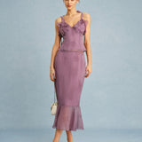 Purple Floral Mermaid Midi Skirt