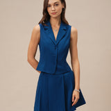 Blue Pockets A-Line Mini Skirt