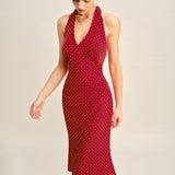 Red Polka Dot Mermaid Midi Skirt