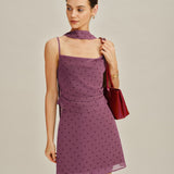 Purple Polka Dot Chiffon Mini Skirt
