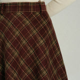 Red Plaid Floral Midi Skirt