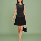 Black Polka Dot Splicing Mini Skirt