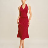 Red Polka Dot Mermaid Midi Skirt