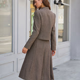 Brown Natural Waisted A-Line Midi Skirt