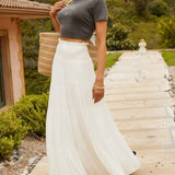 White Midi Flared Skirt