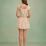 Yellow Embroidery Floral Mini Skirt