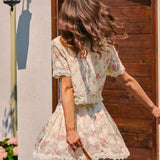 Floral Lace Tie Mini Skirt