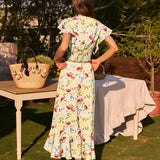 Floral Ruffle A-Line Midi Skirt