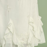 Apricot Embroidery Ruffle Midi Skirt