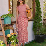 Red Plaid Mermaid Midi Skirt