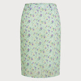 Green Floral Tie Straight Skirt