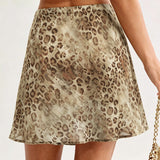 Brown Elastic Waist Mini Skirt