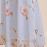 Light Purple Floral A-Line Midi Skirt