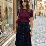 Black Polka Dot Midi Skirt