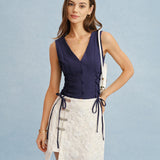 Apricot Jacquard Slit Mini Skirt