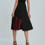 Black Polka Dot Midi Skirt