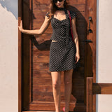 Black Polka Dot Pockets Mini Skirt