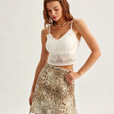 Brown Elastic Waist Mini Skirt