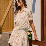 Floral Lace Tie Mini Skirt