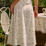 Green Floral Pockets Midi Skirt