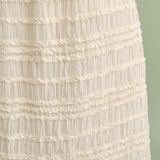 Apricot Elastic Waist Shirred Midi Skirt