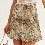 Brown Elastic Waist Mini Skirt